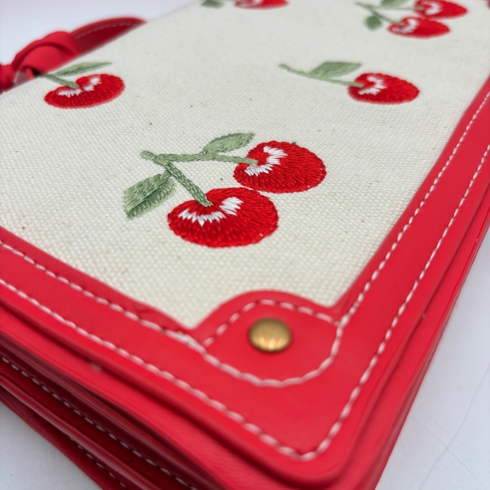 Steve Madden BMAZIE Cherry Embroidered Crossbody‎ Bag Red White Polka Dot Scarf - Picture 14 of 16